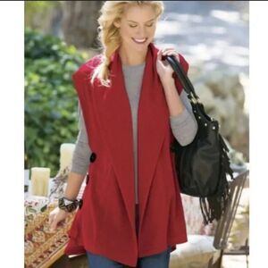 Soft Surroundings Mesa Side Button Vest Red Womens Small  Layering Top